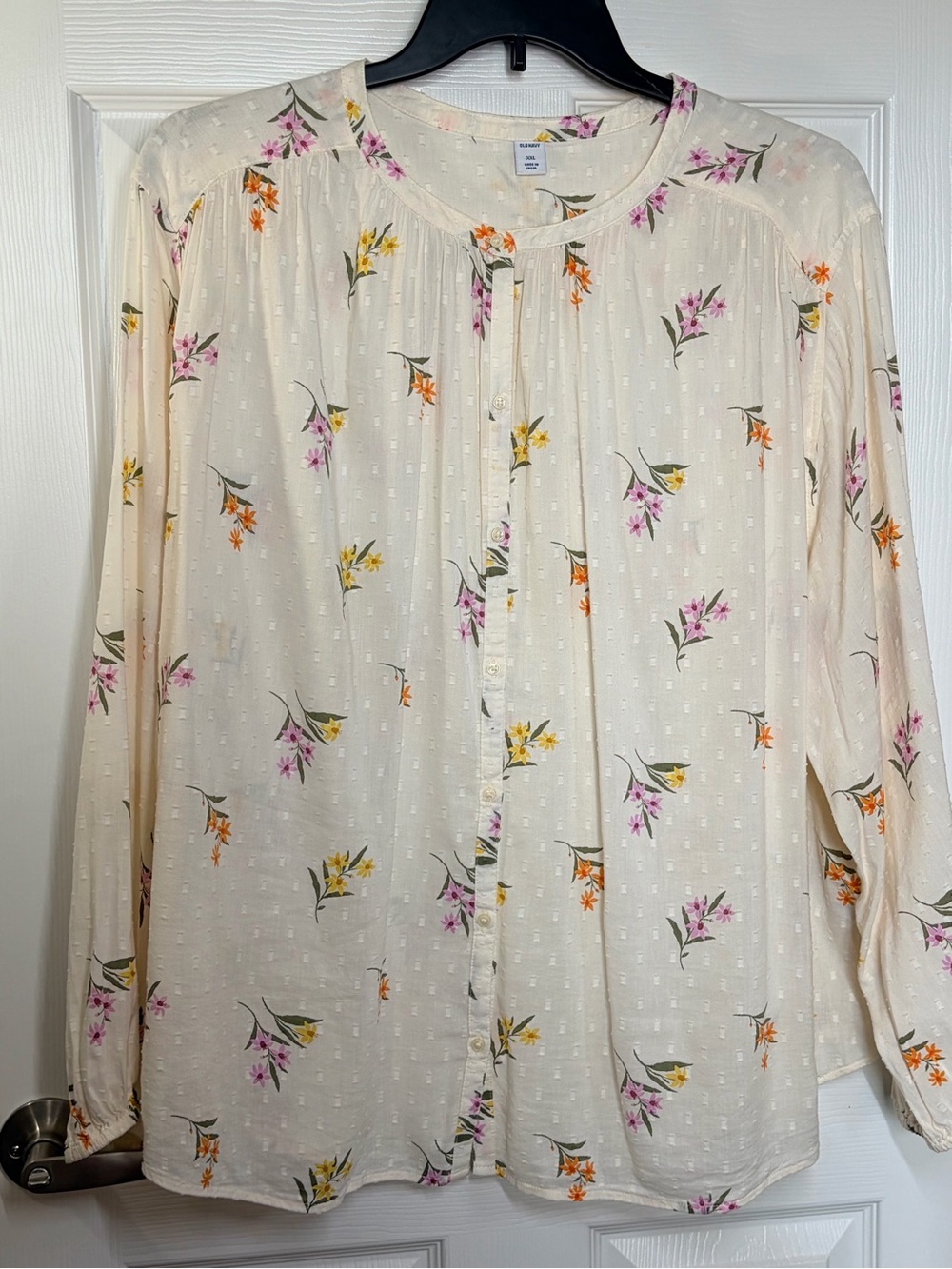 Old Navy Cream Floral Button-Down Blouse